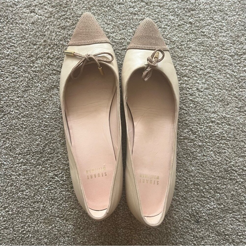 Stuart Weitzman Pointed Toe Nude Ballet Flats Size 6.5